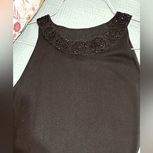 Ann Taylor lightweight medium sweater with beaded neckline details